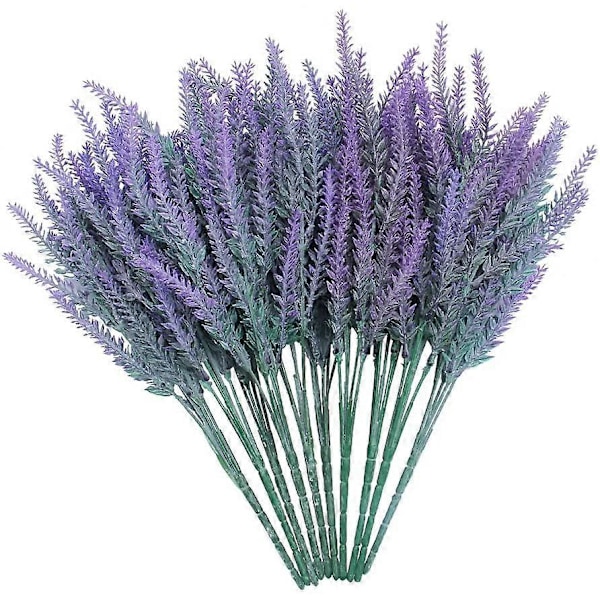 10 Buketter Kunstige Lavendelblomster Tørket Lavendel Romantisk Plastblomst for Hjem Hage Bryllupsdekor (Lavendel)