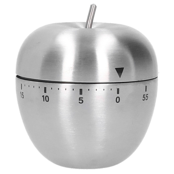 Æbleformet timer i rustfrit stål, mekanisk nedtællingsalarmtimer, køkkenredskab