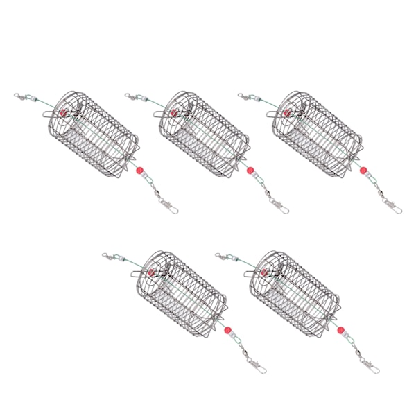 5 stk. fiskefoderbure lokkemad bur rustfrit stål fiskefælde kurv feeder holder L