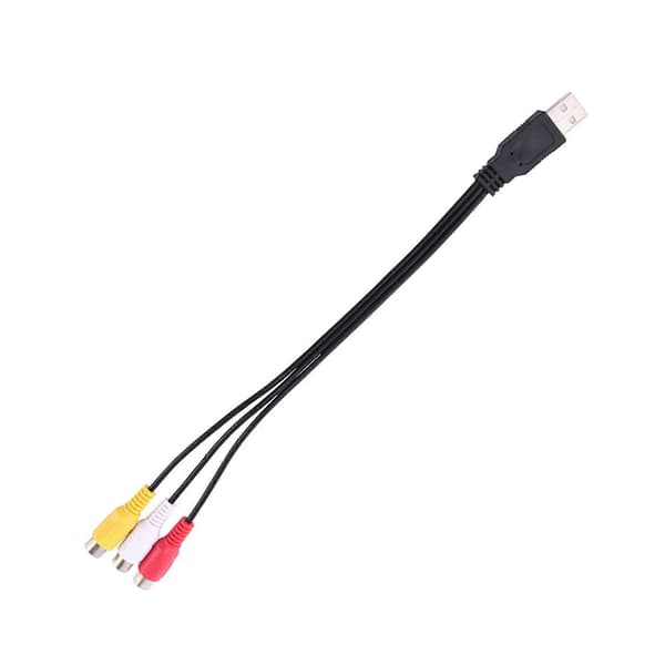 USB til RCA-adapterkabel 3 hun AV lydvideokonverter med USB A hanstik Svart