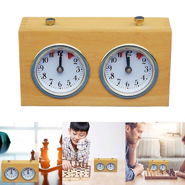 Schacktimer Schackklocka, Analog Mekanisk Speltimer i Trä Räkna Upp Ner Schacktävlingstimer