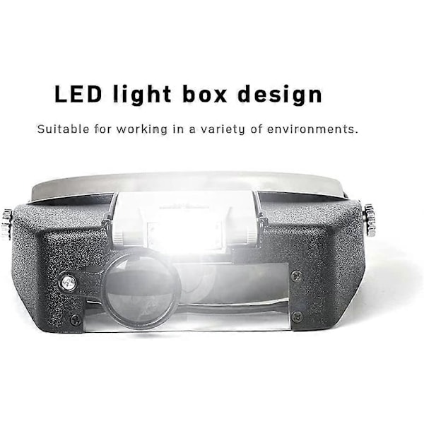 Pannbandslupp LED Pannlampa Juvelerarelupp 1.5X 3 X 8.5X 10x