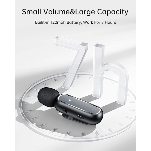 Trådlös Lavaliermikrofon för iPhone iPad - 2-pack, Brusreducering, 7 timmars batteri, Plug-and-Play