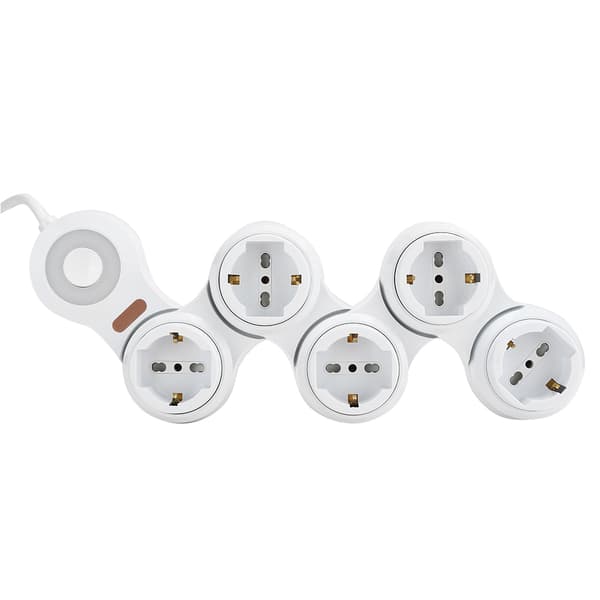 Strømskinne Deformation 5 Konkave Stik 10A med Strømindikatorafbryder (EU-stik 220V-250V)