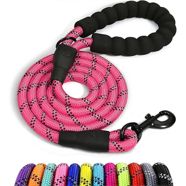 Taglory Hundkoppel i Rep med Mjukt Vadderat Handtag, 1,2m Reflex Hundkoppel och Flerfärgad för Mellanstora Hundar, 1,0cm, Svart Zekai Rosa 150*0.8cm