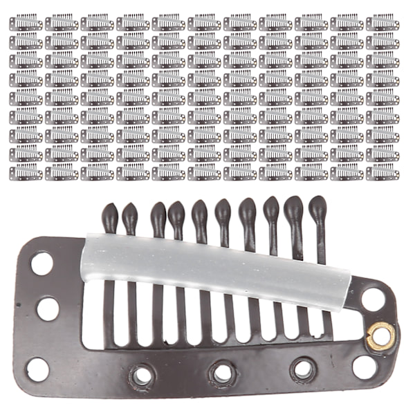 100 stk 10 tenner parykkspenne i rustfritt stål DIY hårspenne for hårforlengelseKaffe