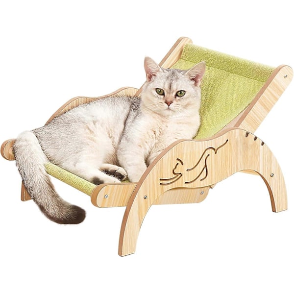 Katt Hängmatta Strandstol för Innekatter, Upphöjd Kattsäng Justerbar Bekväm Kattstol Trä Kattstol