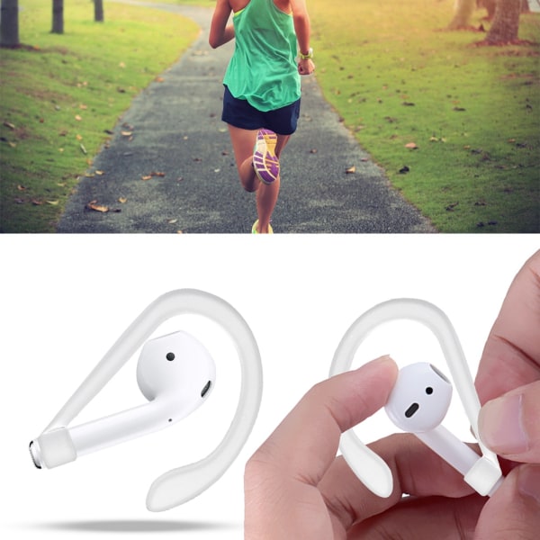 Silikon øretelefon ørebøyle krok klemmeholder for AirPods Bluetooth Headset Sports (hvit)