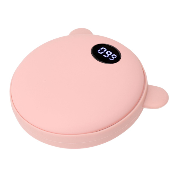Ladattava kädenlämmitin, söpö karhu, 5200 mAh, 3 lämpötila-asetusta, taskukokoinen sähkökädenlämmitin puhelimelle, tabletille, talvi, vaaleanpunainen karhun korvat
