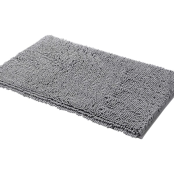 Halkfri Badrumsmatta, Mjuk Chenille Mikrofiber Badrumsmatta, Absorberande Badrumsmatta, Maskintvättbar - 41x61cm, Grå