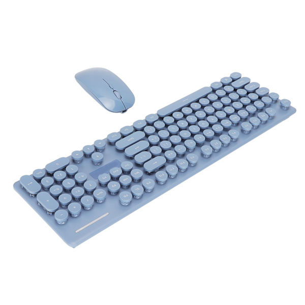 Tangentbord Mus Combo 104 tangenter 2.4G trådlös och BT-anslutning Lågbrus Ergonomisk retrostil Tangentbord Tangentbord och mus Blå