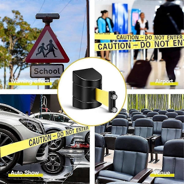 16,4 ft Magnetisk Väggmonterad Infällbar Bältesbarriär, Väggbarriär för Publikkontroll med Fast Säkerhetsbälte