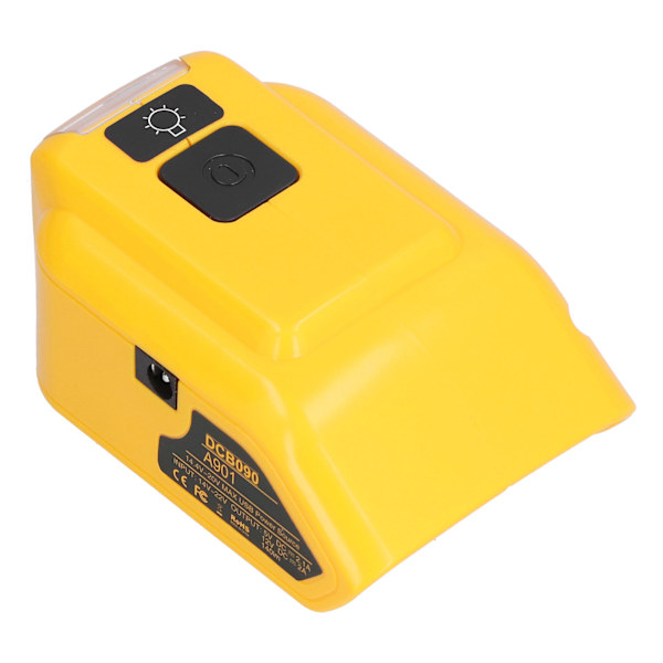 Batteriladeradapterkonverter LED-arbeidslys for 14V‑22V USB-lading DC12V-utgang DCB090 med 12VDC-hull