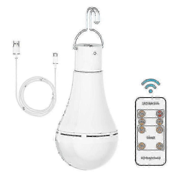 USB Uppladdningsbar Lampa Med Fjärrkontroll, 7W LED Batterilampor, E27 Touch Dimbar Lampa Med Timerfunktion, Utomhus Camping Nödsituationer