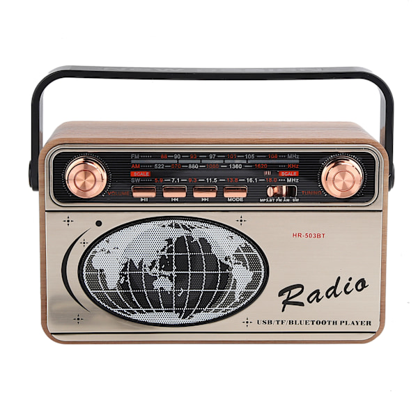 FM/AM/SW 3-bands radio - Bärbar USB-laddning Bluetooth-radio för U-diskminneskort