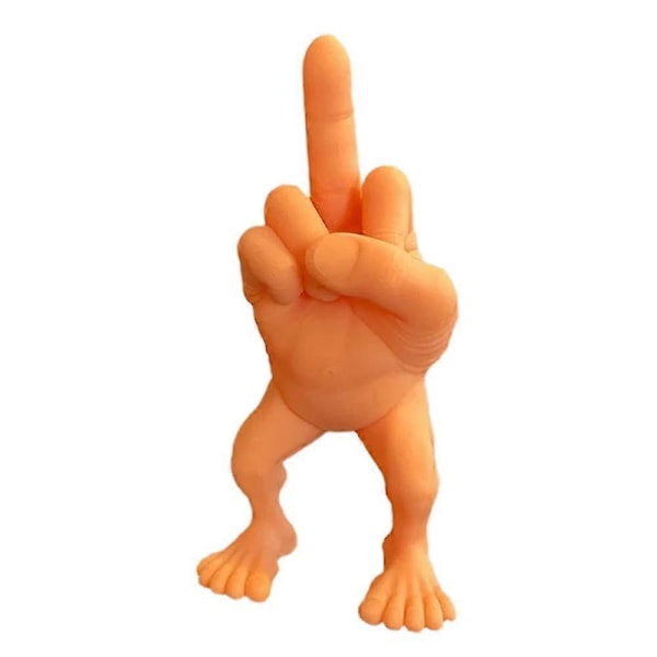 Interessant Særpreget Langfingerstatue, Hjemmeinnredning Fingerfigur Med Ben, Morsom Langfinger Skrivebordspynt - JRSZ Stor Oransje