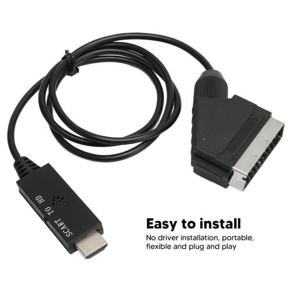 SCART - HD Multimedia Interface -muunnin HD 1080P SCART - HD Multimedia Interface -sovitinkaapeli äänelle ja videolle DC 5V