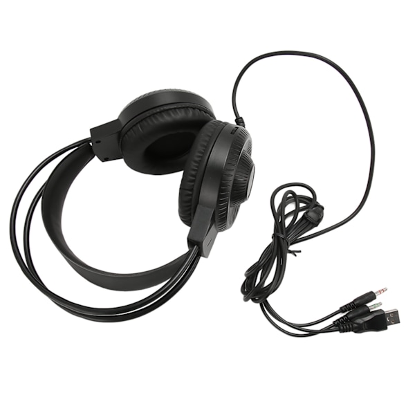 RGB-kablet gamingheadset med mikrofon 3,5 mm stik dyb bas surround gaminghovedtelefoner til computer bærbar computer
