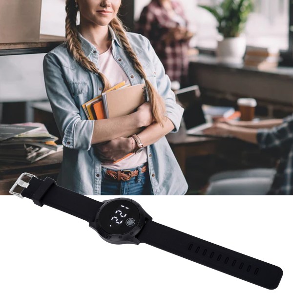 HZ2030 LED digital klokke Koreansk stil Vanntett Touch Stilig armbåndsur for menn kvinner studenter svart