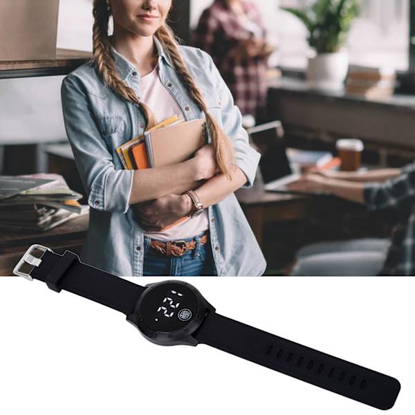 HZ2030 LED Digital Watch Korean Style Waterproof Touch Snygg watch för män Kvinnor Studenter Svart