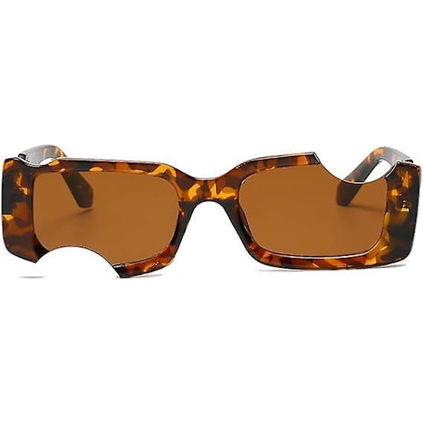 Irregulære Små Rektangel Solbriller Kvinder Retro Punk Solbriller UV Beskyttelse (leopard print)