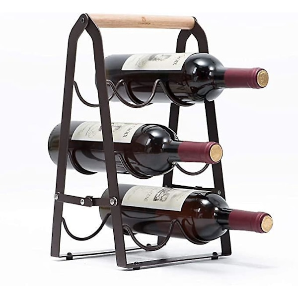 Vinstativ for seks flasker, sammenleggbart for oppbevaring, kan lagre champagne, rødvin, svart