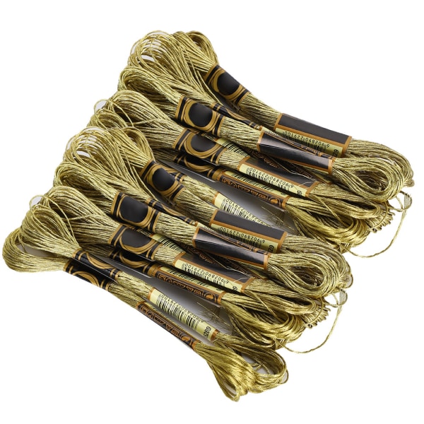 24 stk CrossStitch-tråd lys guldbroderi blankt flettet tandtråd håndlavede bomuldsnøgler