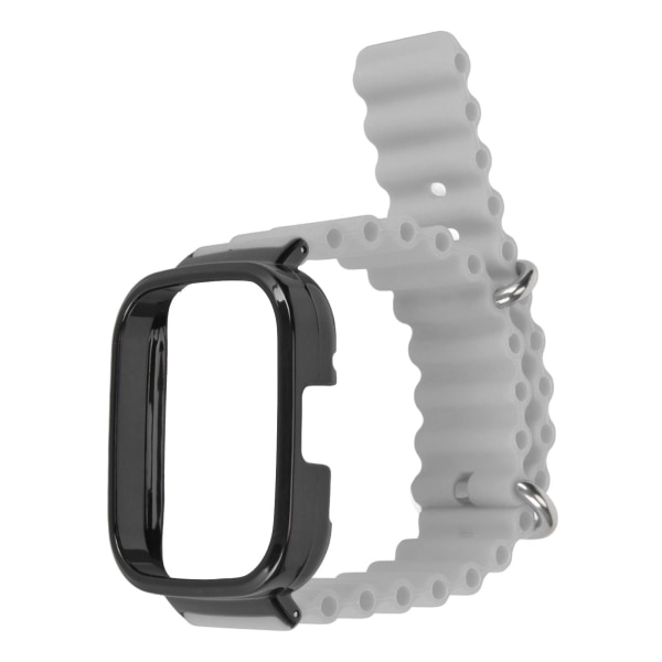 2 i 1 erstatningsurrem til Redmi Watch 3 Silikone Justerbar Smart Watch-armbånd med beskyttende etui Grå