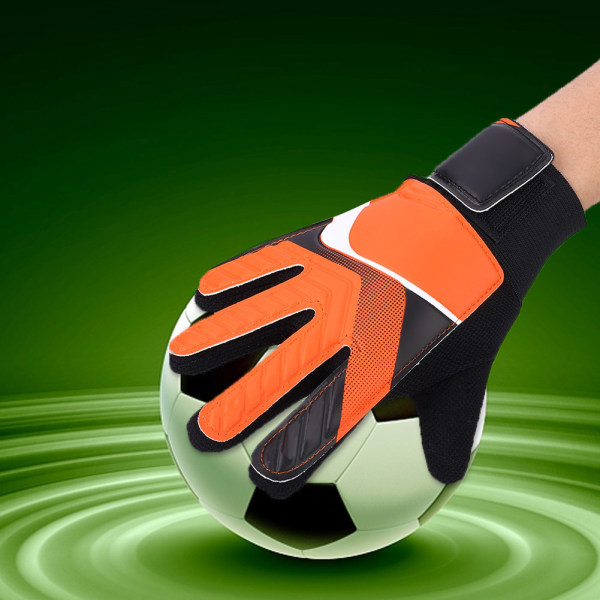 Børn Børn målmandshandske skridsikre latex fodbold fingerhandsker (Orange S)