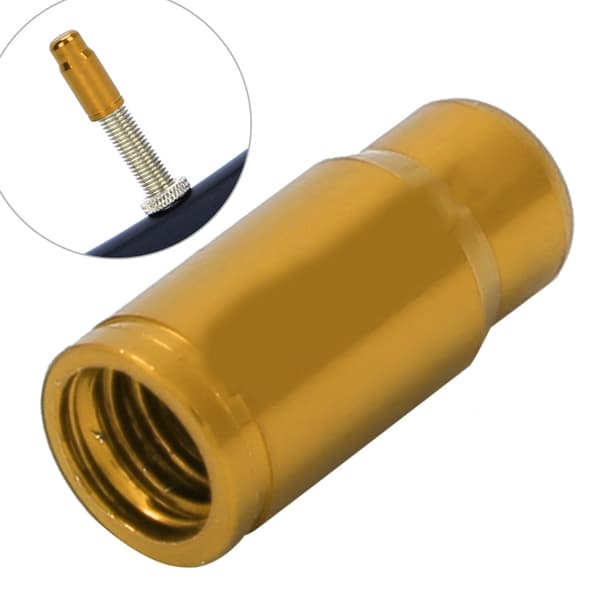 50 st. anodiserade cykeldäck Presta luftventil dammskydd i aluminiumlegering (guld)