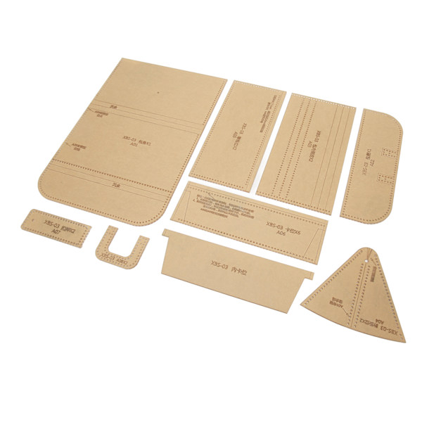 9st Plånbok Mönster Mall Klar Akryl Plånbok Mönster Stencil Mall Ritningar Set Läder Hand Craft DIY Tool