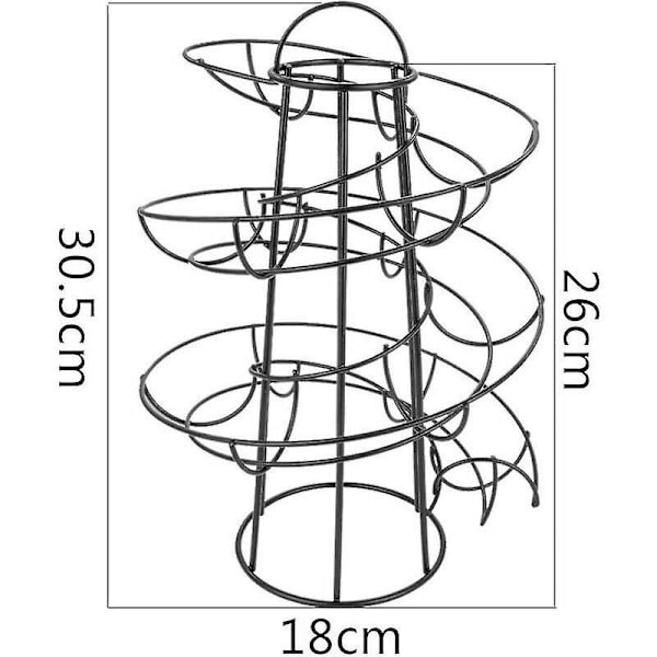 Ægge Dispenser Spiral Opbevaring, Metal Jern Spiral Æggeholder Æggestativ Køkken Display Stand, til 24 Æg (Sort)