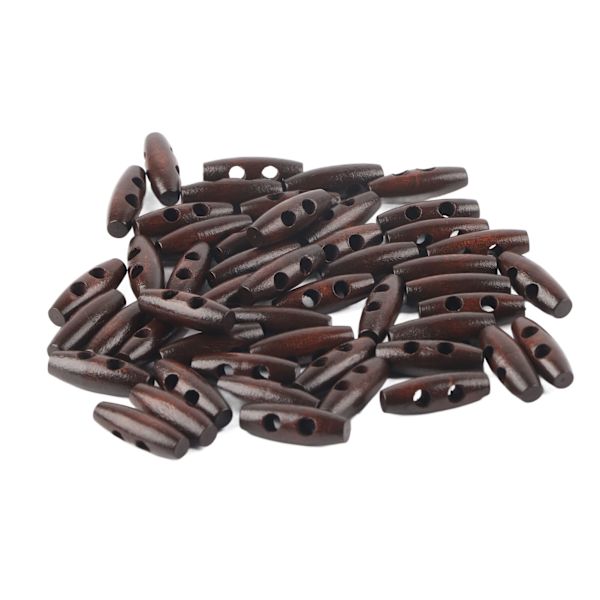 200 stk. træknapper 2‑huls DIY mørk kaffe olivenform tøjtilbehør 30mm