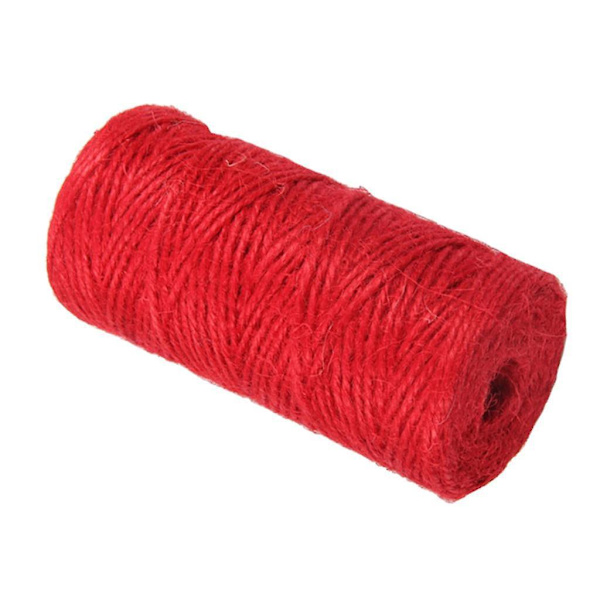 2 Rullar 100m Jute Snöre Hantverk DIY Presentförpackning Garn Rep Röd & Grön