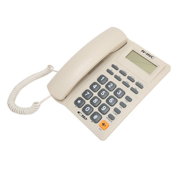 Fast telefon med sladd Multifunktion Nummerpresentation Visning Snabbval Senaste nummer Återuppringning Stationär telefon för hemmakontor Vit