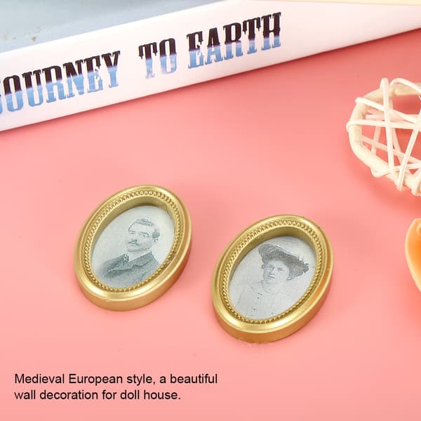 2 stk/sett dukkehus miniatyr oval ramme bilde dukkehus DIY tilbehør
