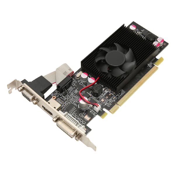 Desktop Grafikkort 1GB DDR2 64bit 589/800MHz PCI Express 2.0 Køleventilator Gaming Videokort til Computer Chassis 1GB DDR2 64bit