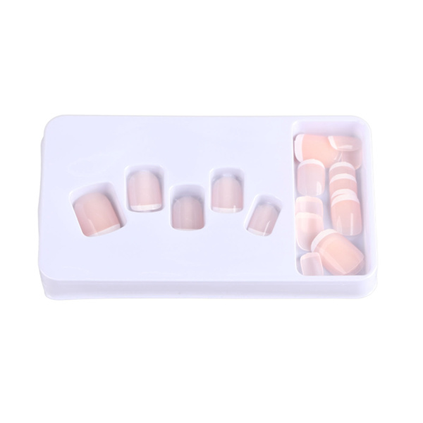 24 kpl French Nude Nails Lyhyt painallus Full Cover Ballerina tekokynsien vinkit päivittäiseen tee-se-itse-salonkiin