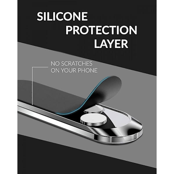 Magnetisk Smartphonehållare - Roterbar för Bilens Instrumentbräda, Universell Magnetisk Mobiltelefonhållare (silver)