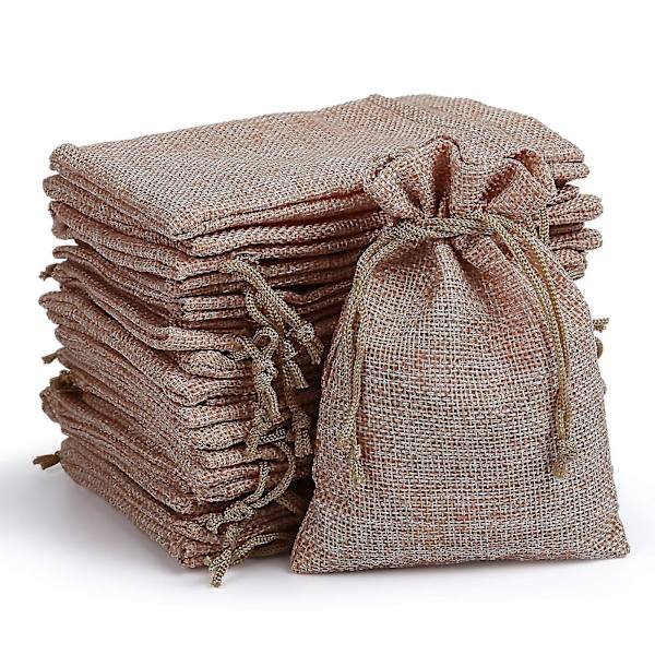 Linen Jute Snøregaveposer - 20 stk