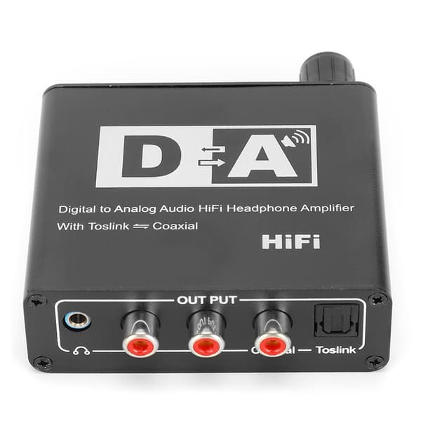 Optisk fiber koaksial digital til analog lydkonverter dekoder 3,5 mm udgang 100-240V Sort US-stik