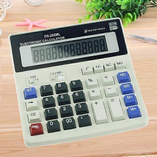 Desktop Lommeregner Basis 12 Cifre Dobbelt LCD Display til Kontorvirksomhed