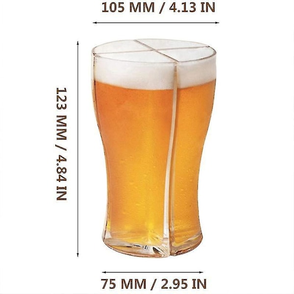 4-i-1 Ølglass Krus Sett Super Schooner Kopp Delbar 4-delt Ølkopp Stein Party Krus-B5