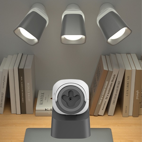 LED-læselampe ABS USB 90 graders foldbar 4000K 3-trins dæmpbar øjenbeskyttelse skrivebordslampe til soveværelse, arbejdsværelse, sovesal, kontor, grå