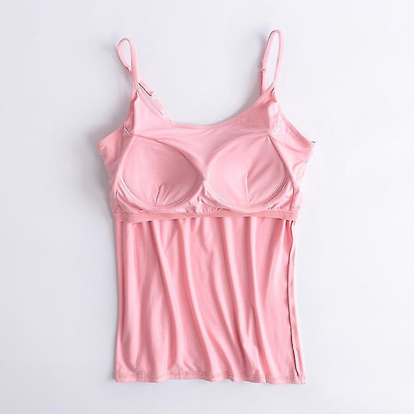 Camisole Tanktop med Indbygget BH - Slank Pasform, Polstret, Grå