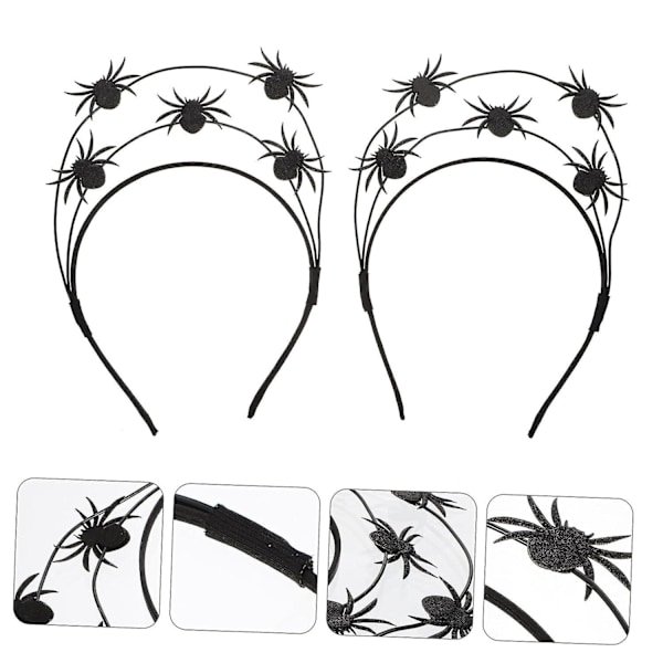 Edderkop Pandebånd Halloween Hårbånd Cosplay Tilbehør Voksen Kostumer Sort Scrunchie Sjov Hovedbeklædning