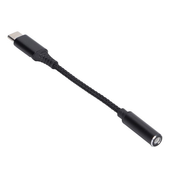 USB-C - 3,5 mm:n naaraspuhelinliitinsovitin, tyypin C kuulokeliitinsovitin, Aux-ääni, nailonpunottu kaapeli, musta