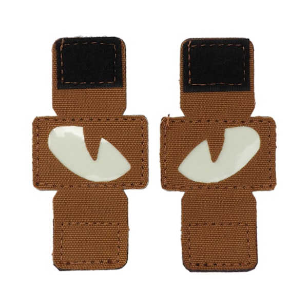 2 stk. katteøyepatch reflekterende borrelåsdesign lerret lysende katteøyepatch for hatter uniform ryggsekk utendørsaktiviteter nattturer khaki
