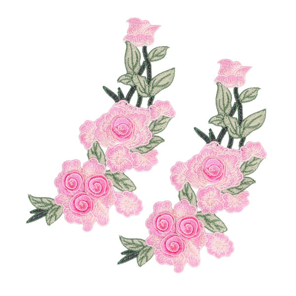 Broderad lapp blomma bomull miljöskydd unik DIY klädtillbehör för västar hattar rosröd