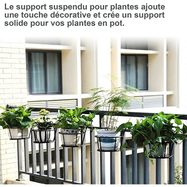 Hængende 3-delt Blomsterreol, Smedejerns Plantestativ Blomsterpottestativ til Have Altan Terrasse Blomsterreol, 18cmx18cmx12cm (Sort)
